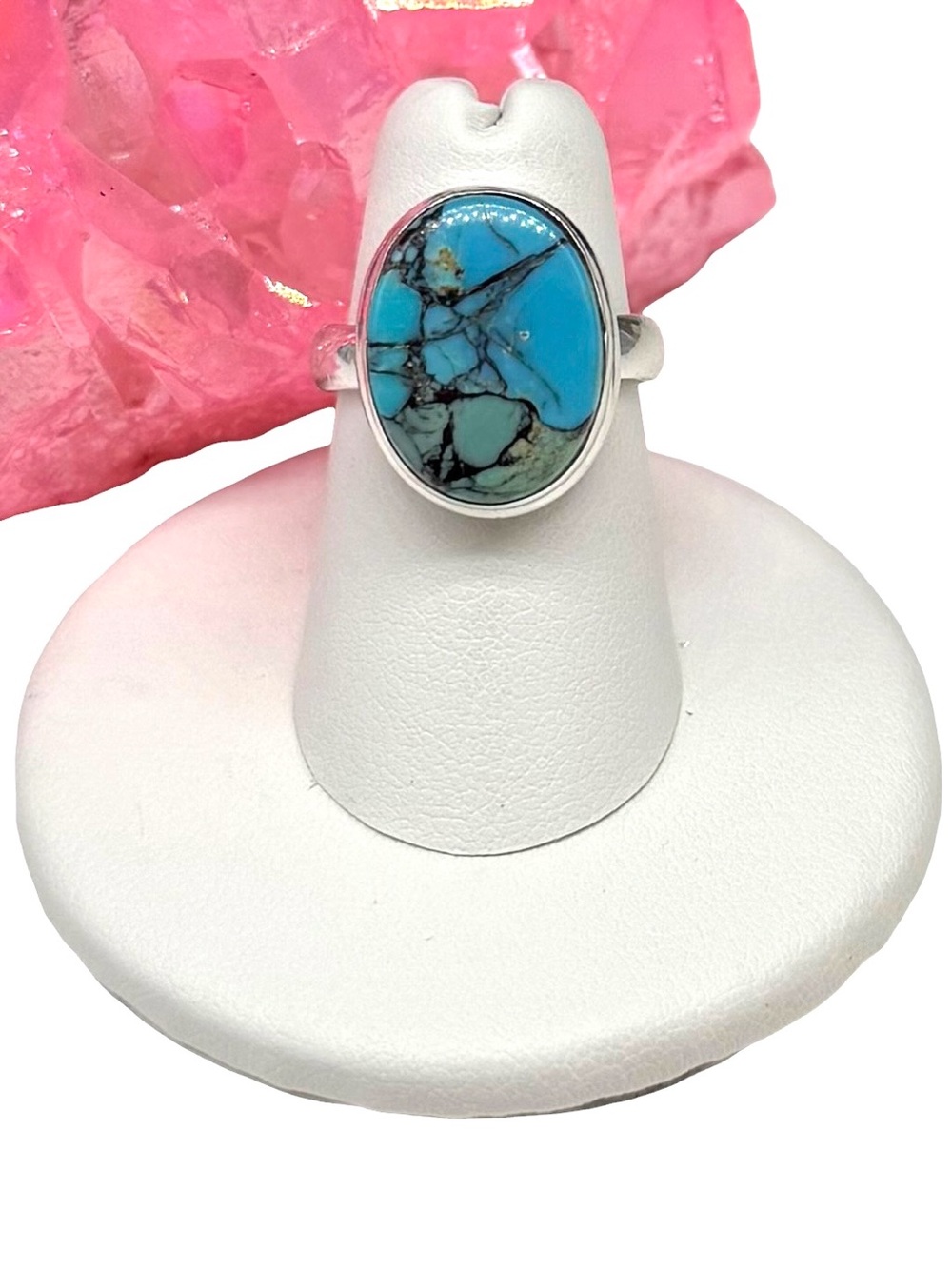 Tibetan Turquoise Ring Size 6 925 Sterling Silver Plated - Picture 1 of 4